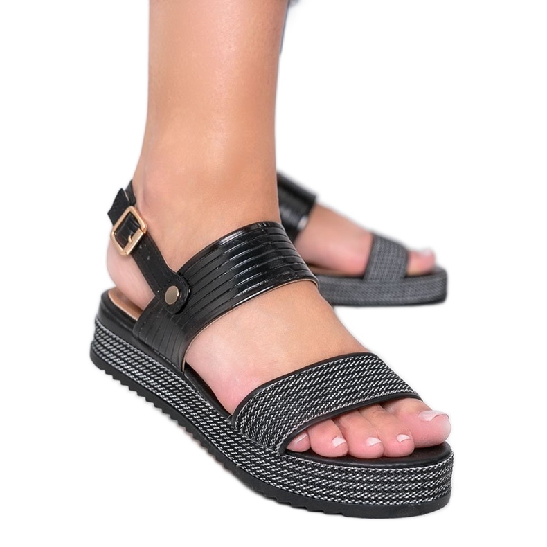 Sandálias pretas em sola Senorita robusta preto