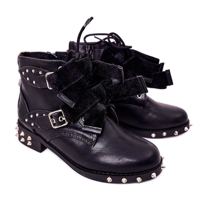 Botas aquecidas para crianças com tachas Lu Boo pretas preto