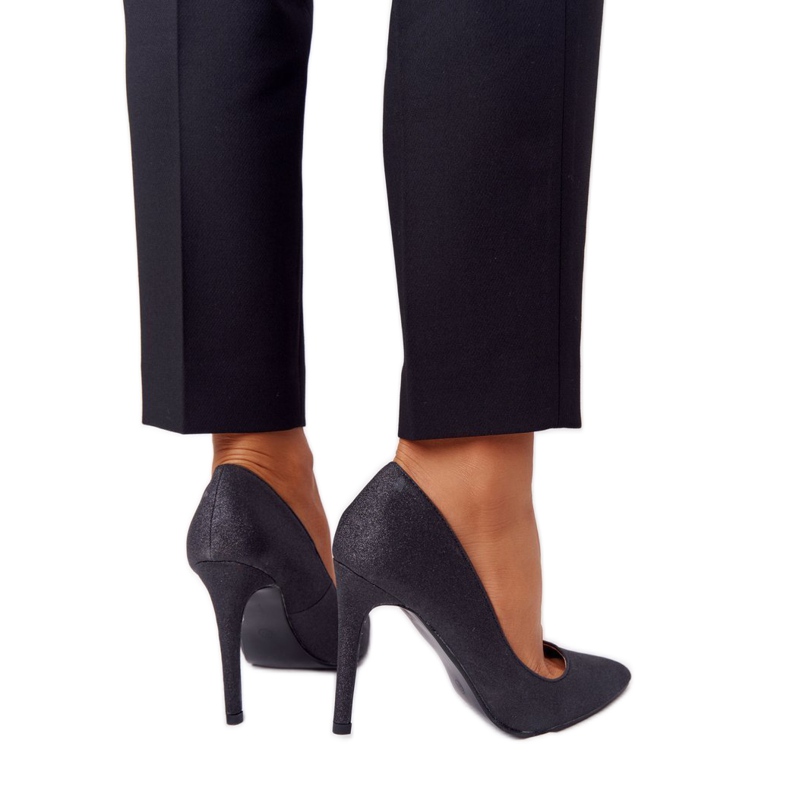 Elegante Glitter Lu Boo Preto Salto Alto