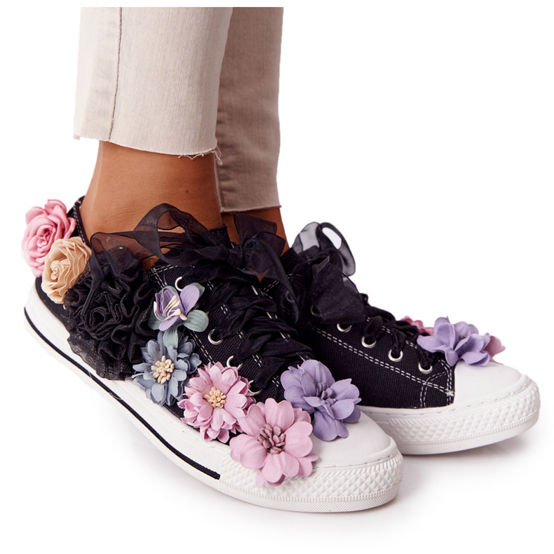 Tênis Com Flores Lu Boo Preto