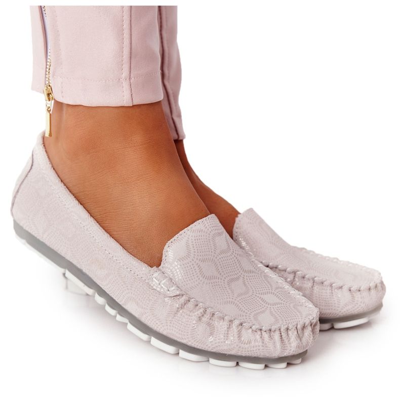 Mocassins ecológicos de couro Rio Flore cinza