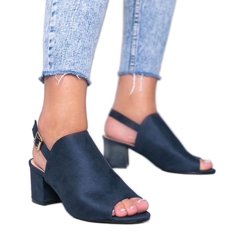 Sandálias azul marinho em poste com parte superior Blubbery Sandálias azul marinho em poste com parte superior Blubbery