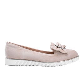 Mocassins bege com laço Nausura