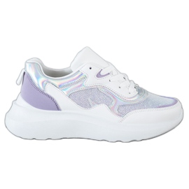 Sweet Shoes Tênis Com Brilho branco roxo