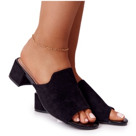 Chinelos de camurça com salto Sergio Leone KL313 preto