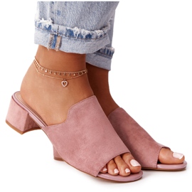 Chinelos de camurça com salto Sergio Leone KL313 rosa Chinelos de camurça com salto Sergio Leone KL313 rosa