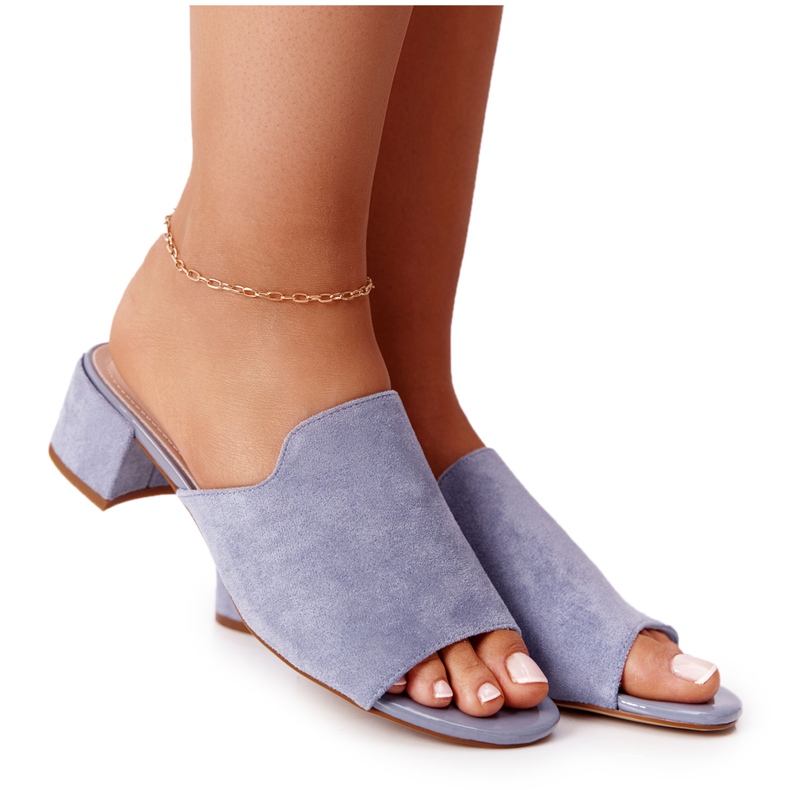 Chinelos de camurça com salto Sergio Leone KL313 azul