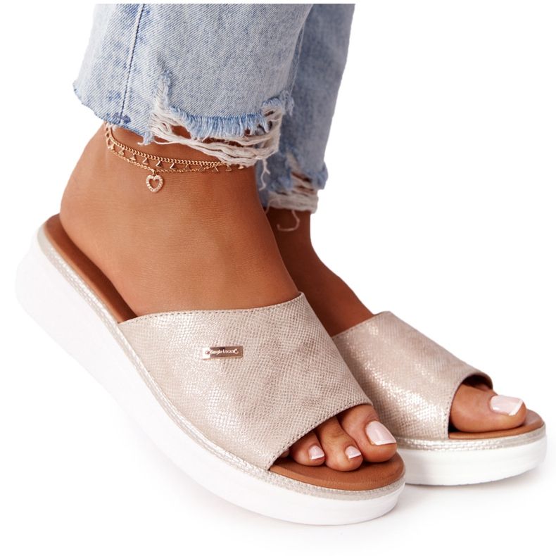 Sandálias em cunha Sergio Leone SK042 Ouro dourado