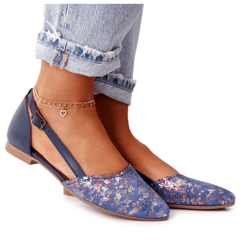 Maciejka 4972A-17 Azul Marinho Bailarinas de Couro