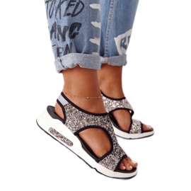 S.Barski Sandálias Slip-On Prateadas Com Brocado Zoey preto