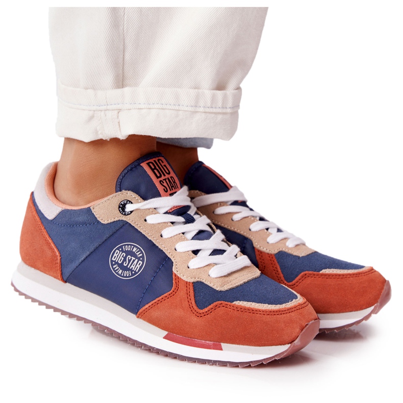 Sapatos esportivos femininos com espuma viscoelástica Big Star HH274567 azul-laranja