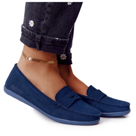 Mocassins de camurça feminino Big Star HH274663 Azul marinho azul-marinho