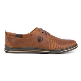 Polbut Sapatos de couro masculinos com 343 perfuração de camelo marrom