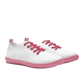 BM Deixe-me abrir tênis branco e rosa