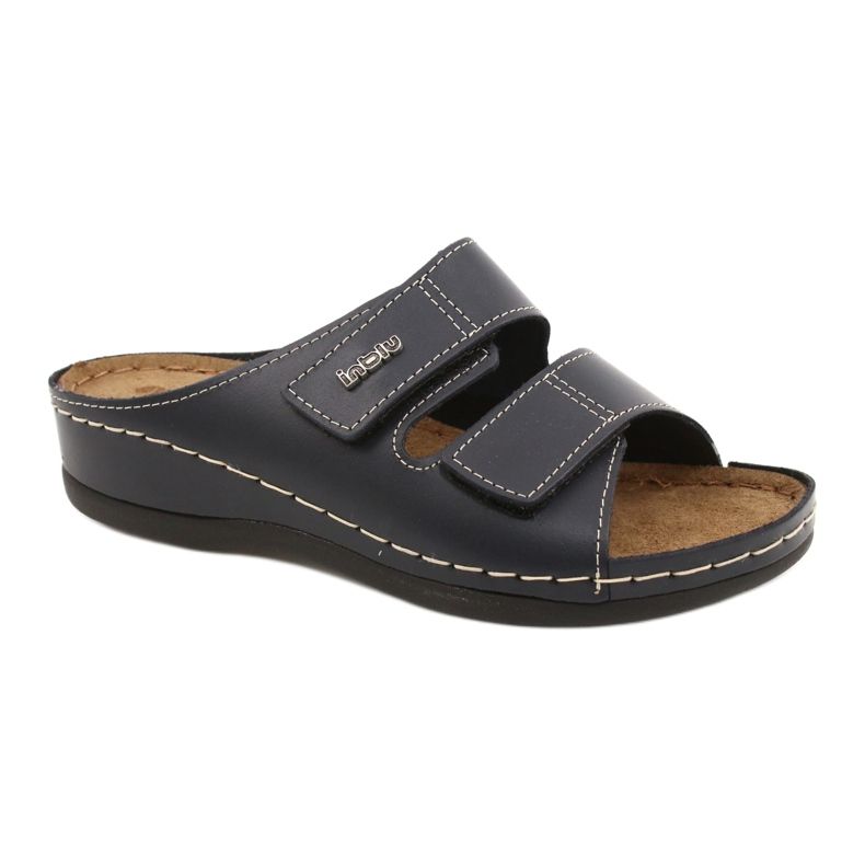 Slippers de couro feminino da Inblu 158d106 azul marinho