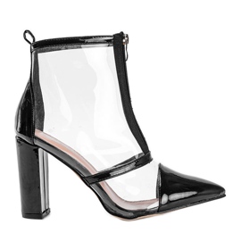 Botas no poste com cano Kiki transparente preto Botas no poste com cano Kiki transparente preto