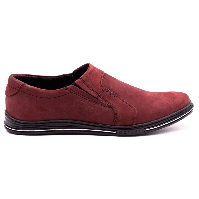 Polbut Sapatos de couro masculinos 334 cor de vinho vermelho