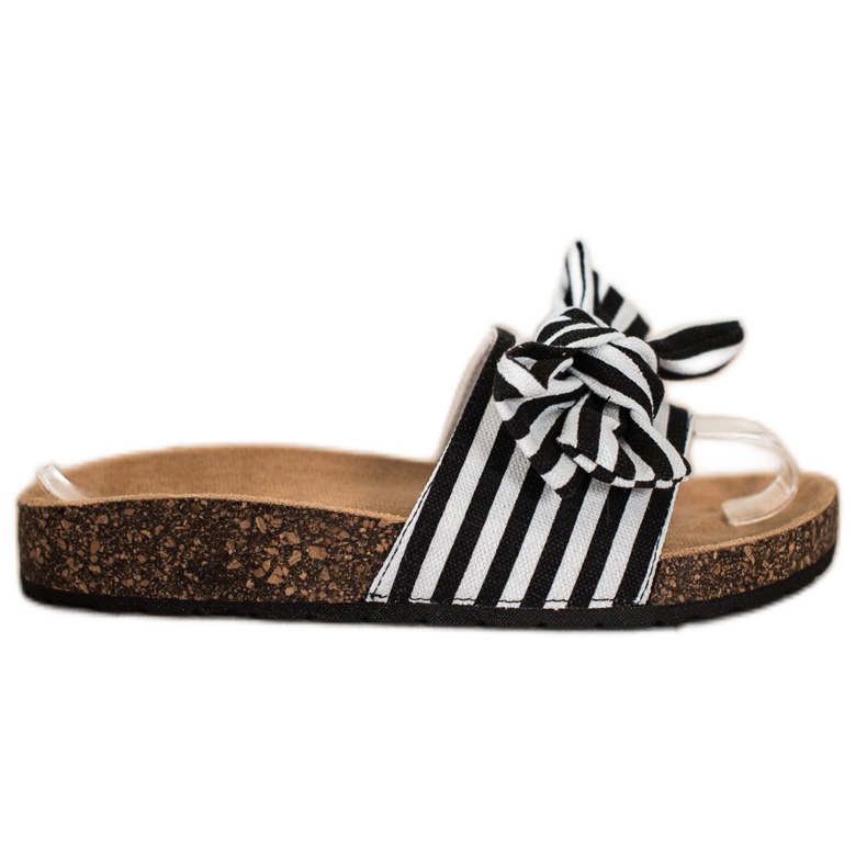 SHELOVET Chinelos listrados elegantes branco preto