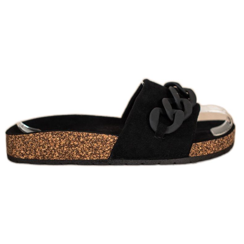 SHELOVET Chinelos elegantes com enfeite preto