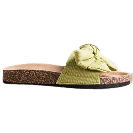 SHELOVET chinelos com laço verde SHELOVET chinelos com laço verde