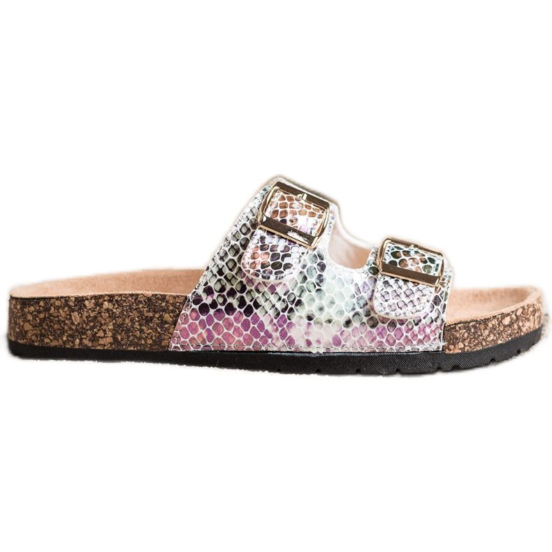 SHELOVET Chinelos com efeito holo prata cinza multicolorido