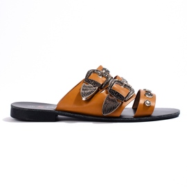 Seastar Chinelos elegantes com fivelas marrom