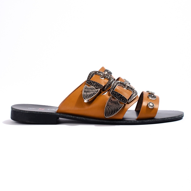 Seastar Chinelos elegantes com fivelas castanho