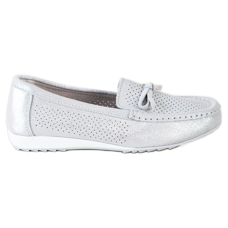 Goodin Sapatos de couro com arco prata cinza Goodin Sapatos de couro com arco prata cinza