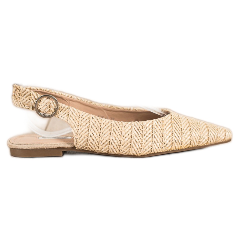 SHELOVET Bombas de palha com salto aberto bege