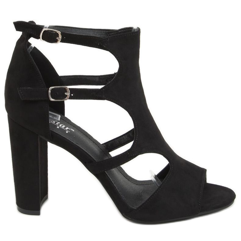 Sandálias pretas de salto alto NS111P pretas preto