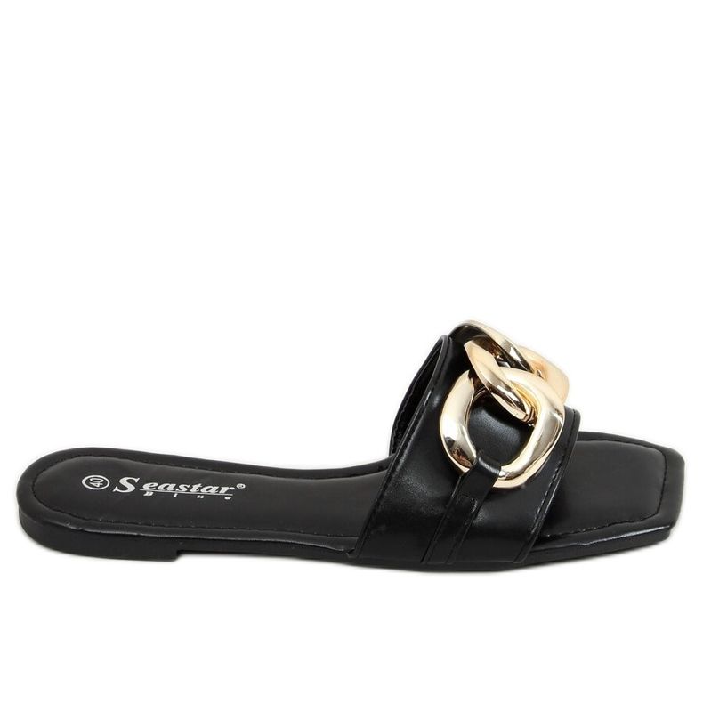 Chinelos quadrados com corrente preta CK206P Preto