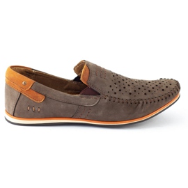 KOMODO Sapatos masculinos mocassins 876 marrom verão laranja