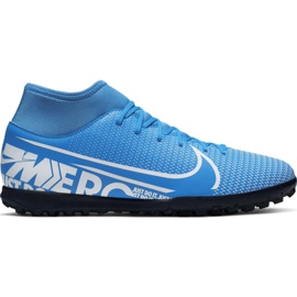 Chuteiras Nike Mercurial Superfly 7 Club Tf Jr AT8156 414 multicolorido azul Chuteiras Nike Mercurial Superfly 7 Club Tf Jr AT8156 414 multicolorido azul