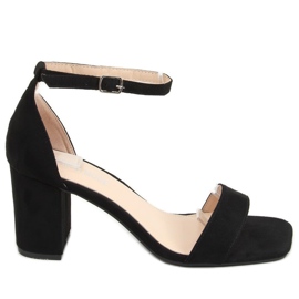 Sandálias pretas com salto largo QL-169 Black preto