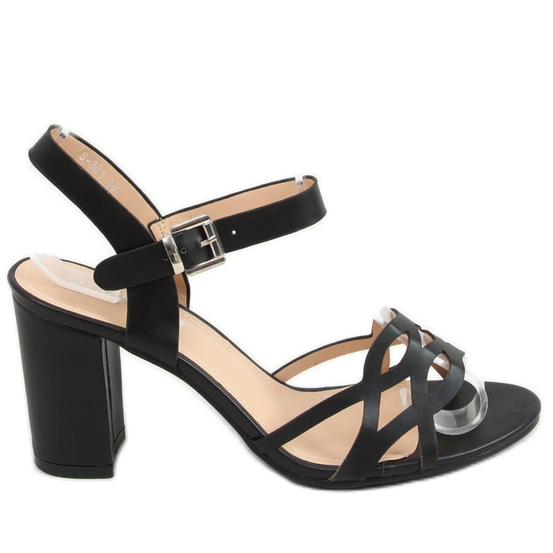 Preto S-863 Sandálias pretas de salto alto