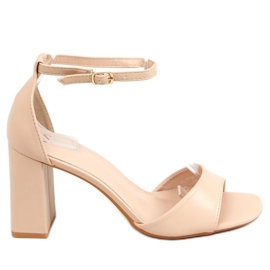 Sandálias de salto quadrado, bege TU173P-PU bege Pu