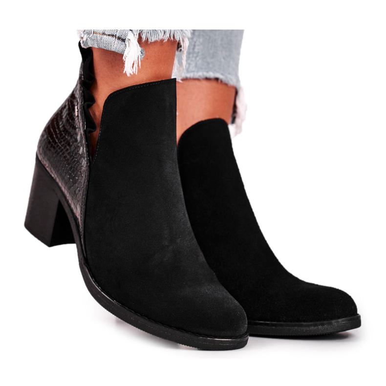 Botas de salto feminino, couro primavera Maciejka preto 04833-01