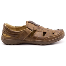 Polbut 260 sapatos masculinos com céu aberto para o verão, marrom