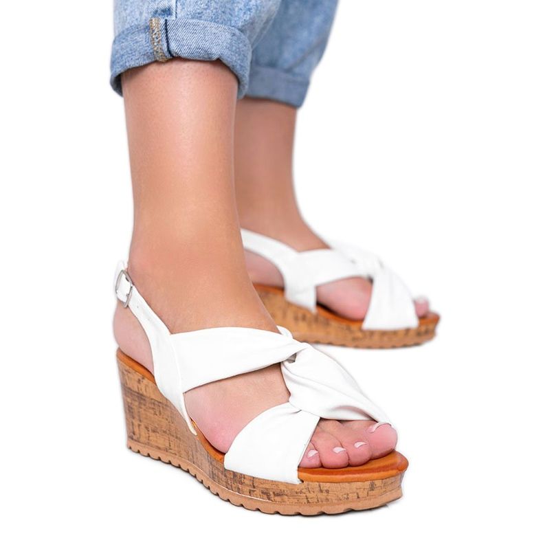 Sandálias brancas com salto em cunha Buenos Aires branco Sandálias brancas com salto em cunha Buenos Aires branco