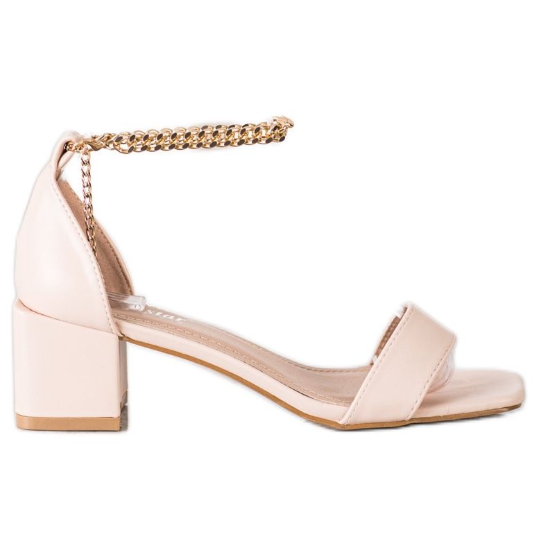 Seastar Sandálias Com Corrente Decorativa bege dourado