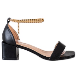 Seastar Sandálias Com Corrente Decorativa preto dourado