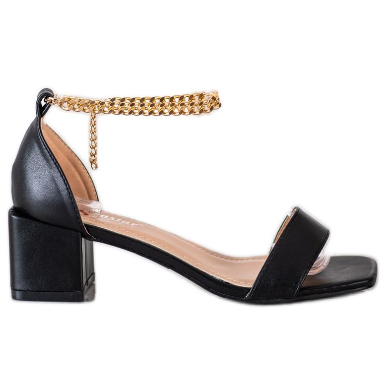 Seastar Sandálias Com Corrente Decorativa preto dourado