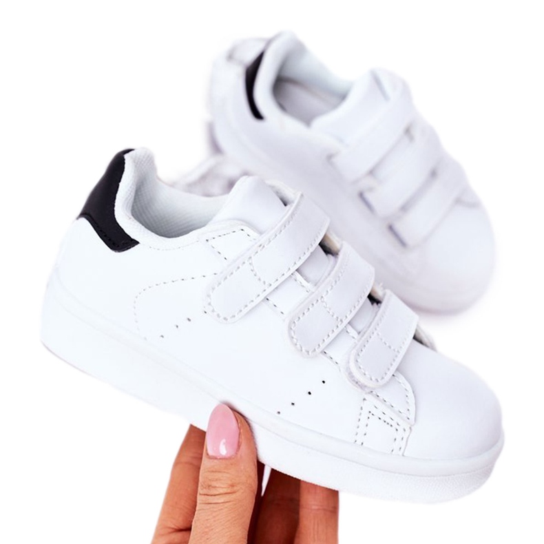 FR1 Calçado desportivo infantil com velcro preto e branco Fifi