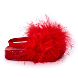 FR1 Chinelos infantis de borracha com pele vermelha skylar vermelho