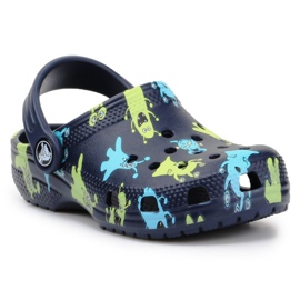 Crocs Classic Monster Print Clog Jr 206833-410 azul marinho Crocs Classic Monster Print Clog Jr 206833-410 azul marinho
