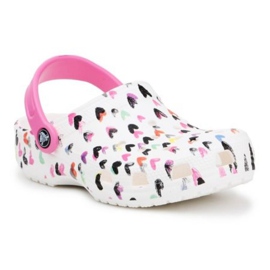 Crocs Classic Heart Print Clog Jr 207000-100 branco multicolorido