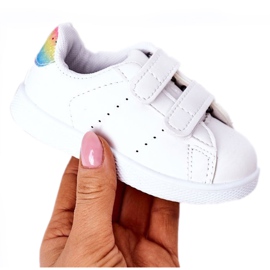 Tênis infantil branco-arco-íris com velcro linda garota