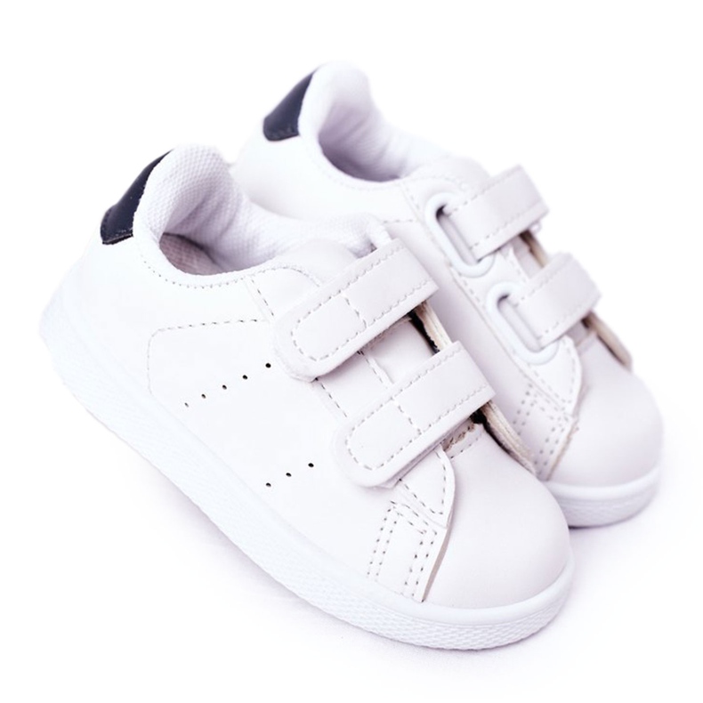 Tênis infantil da Califórnia branco e azul marinho com velcro
