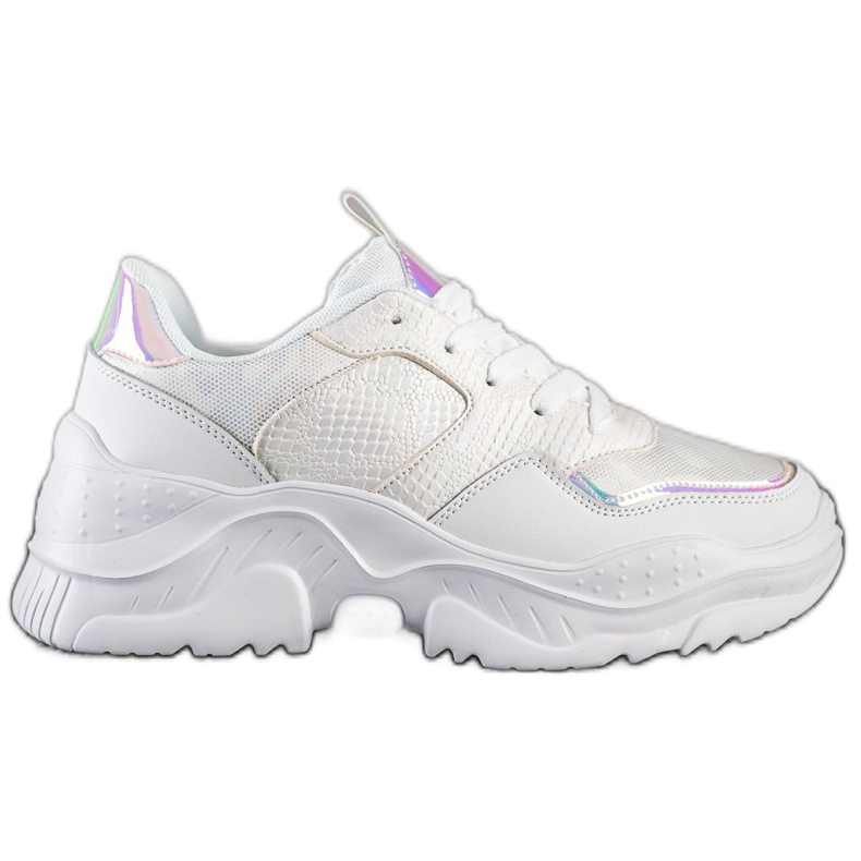 Weide Tênis com estampa de cobra de couro ecológico branco