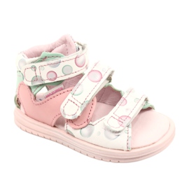 Sandálias de alta profilaxia Mazurek 1291 branco rosa verde